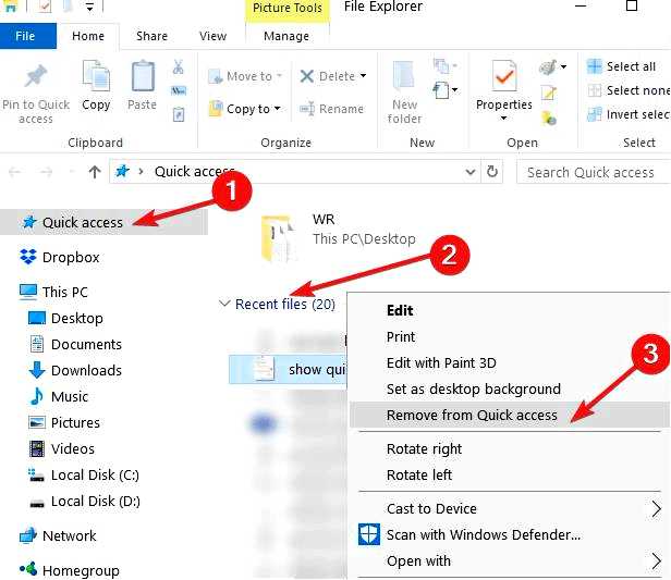 Как удалить недавние файлы из быстрого доступа в Windows 10