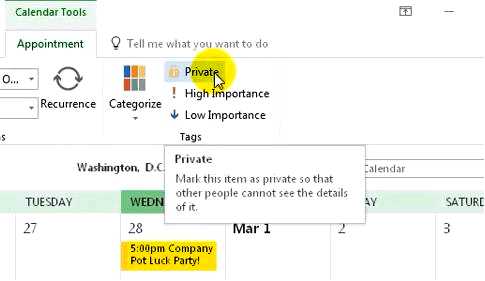 Как сделать календарь Outlook приватным Скрыть информацию о календаре