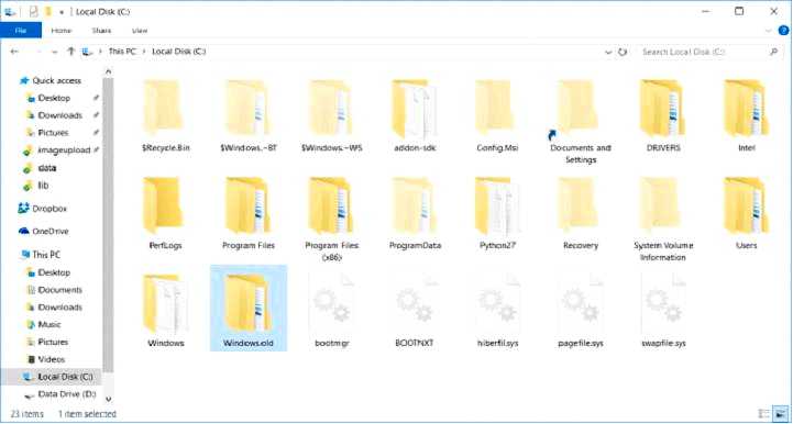 Как восстановить файлы из Windows.старая версия после обновления